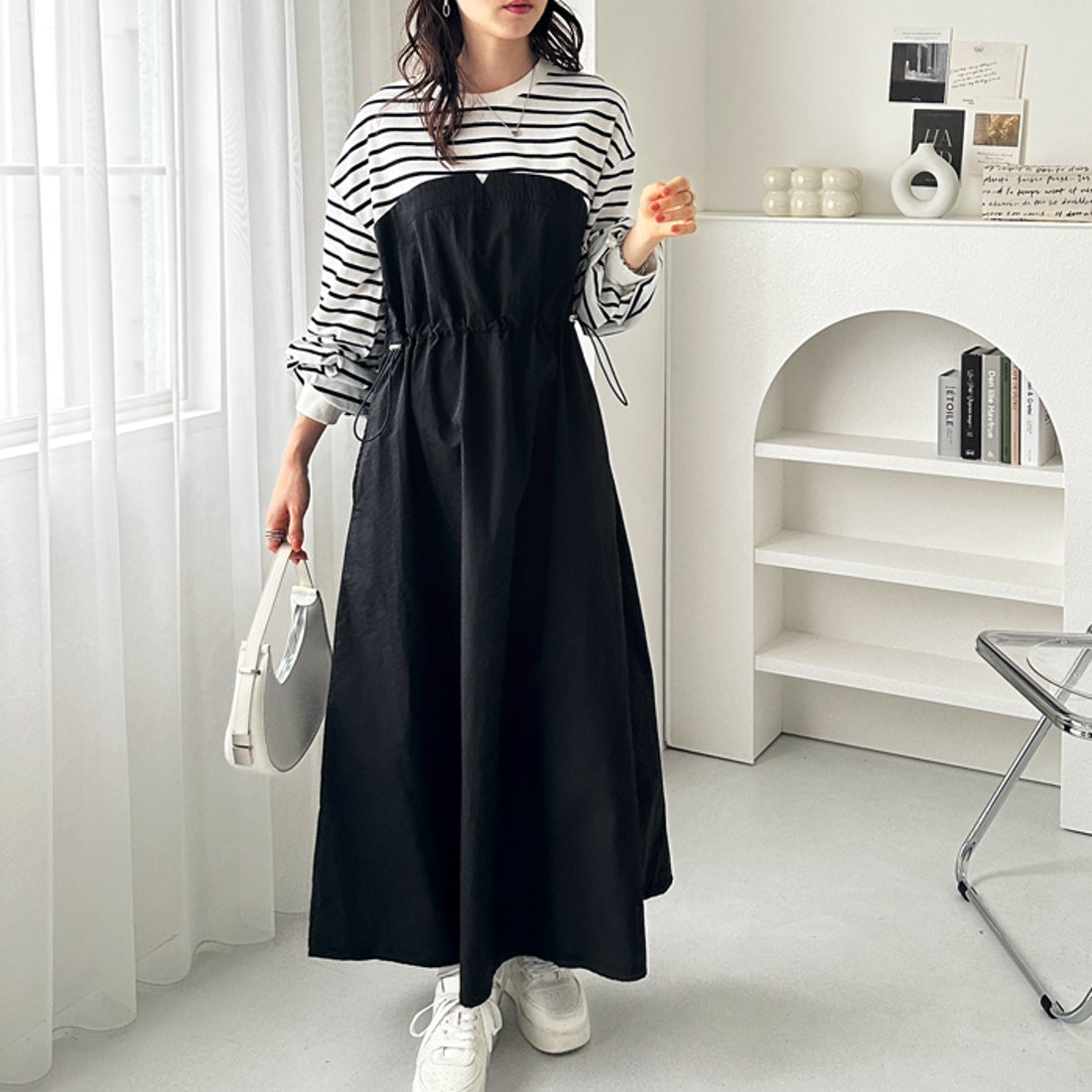 ジーラ GeeRA ビスチェドッキングワンピース （オフ白×ブラック