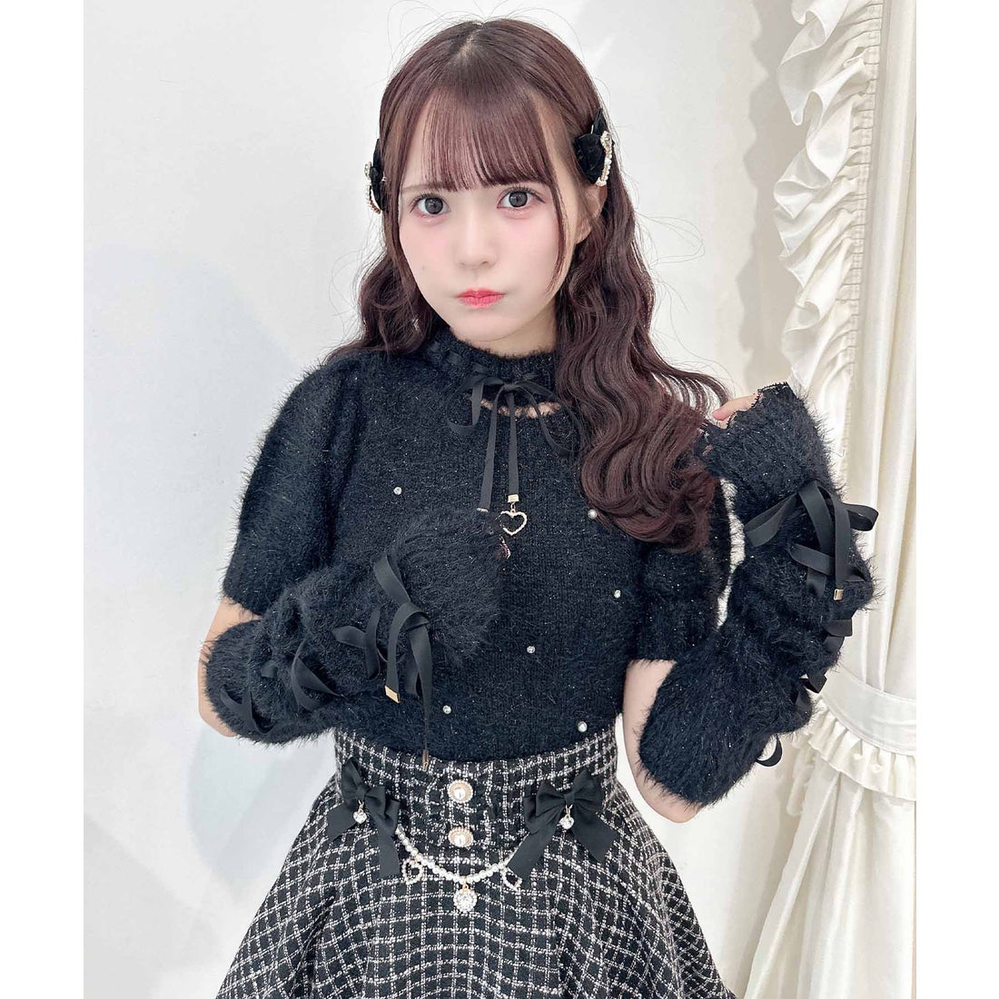 ロジータ ROJITA アームウォーマー付きシャギーニット （ブラック