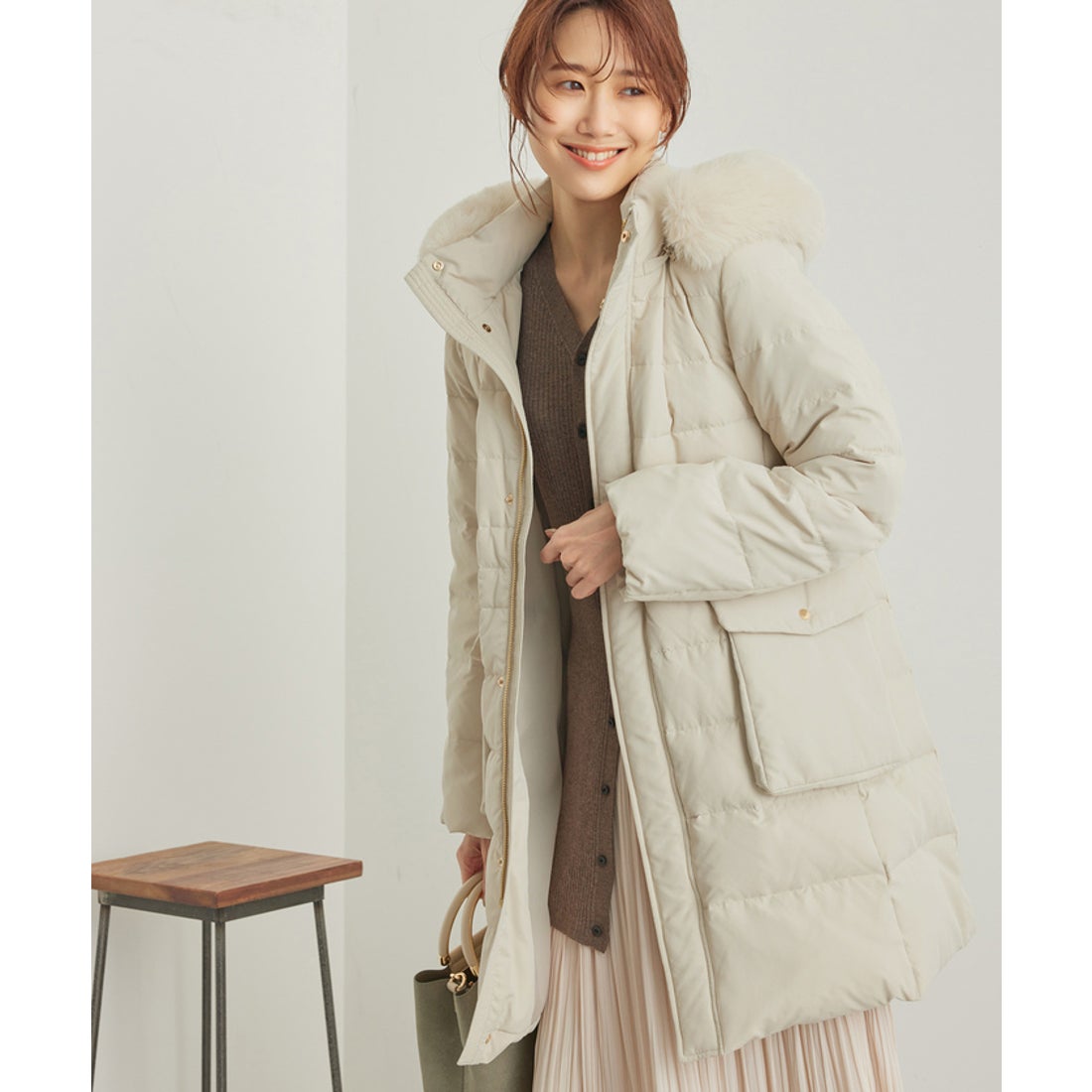 ロペピクニック ROPE' PICNIC ファー付きダウンコート （ベージュ（27