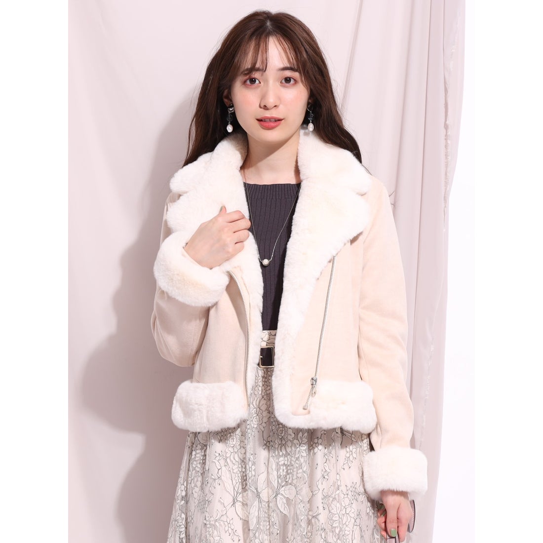 Rirandture フェイクライダースジャケット （オフホワイト） -靴