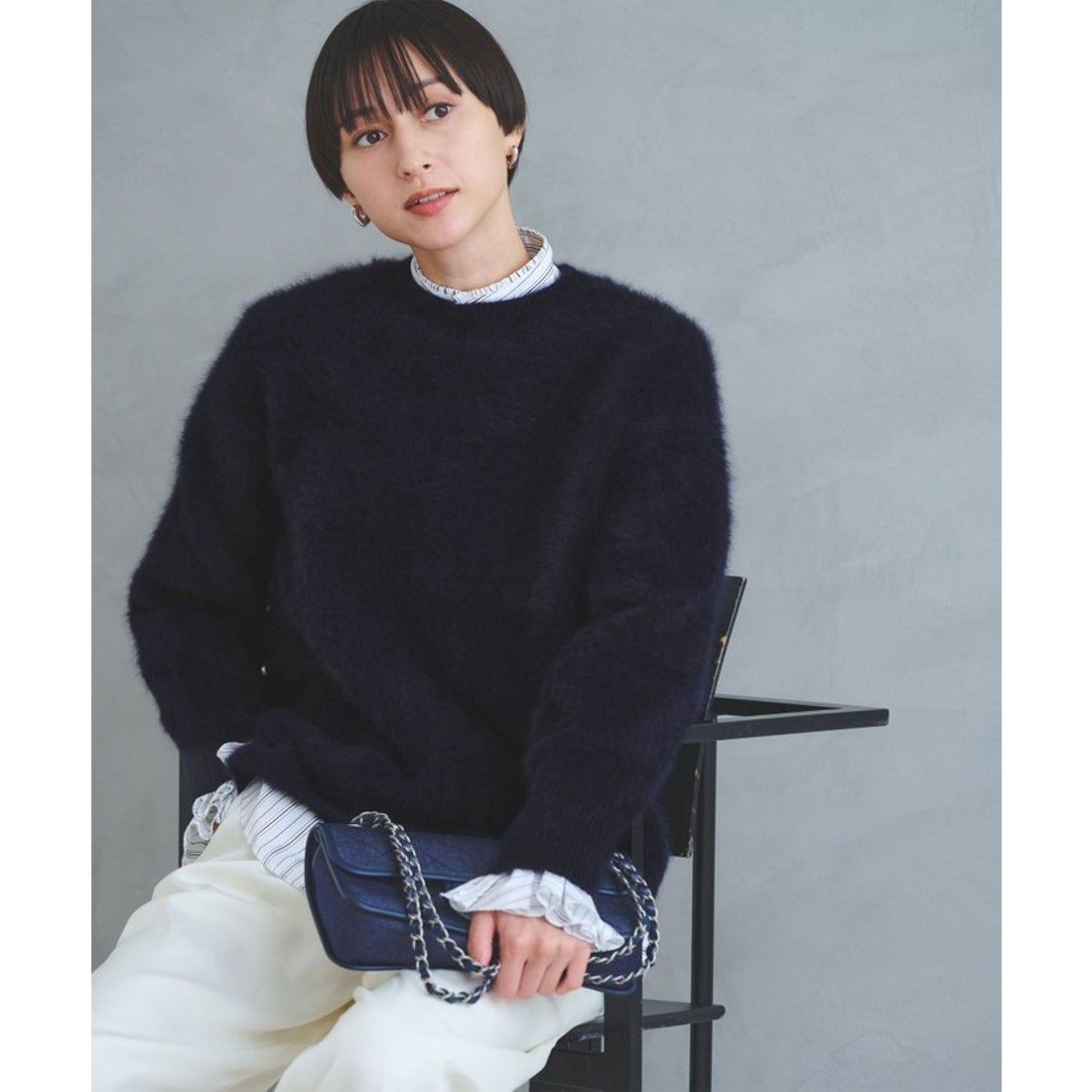 UNITED ARROWS フォックスカシミヤ クルーネック ニット （DK.BROWN