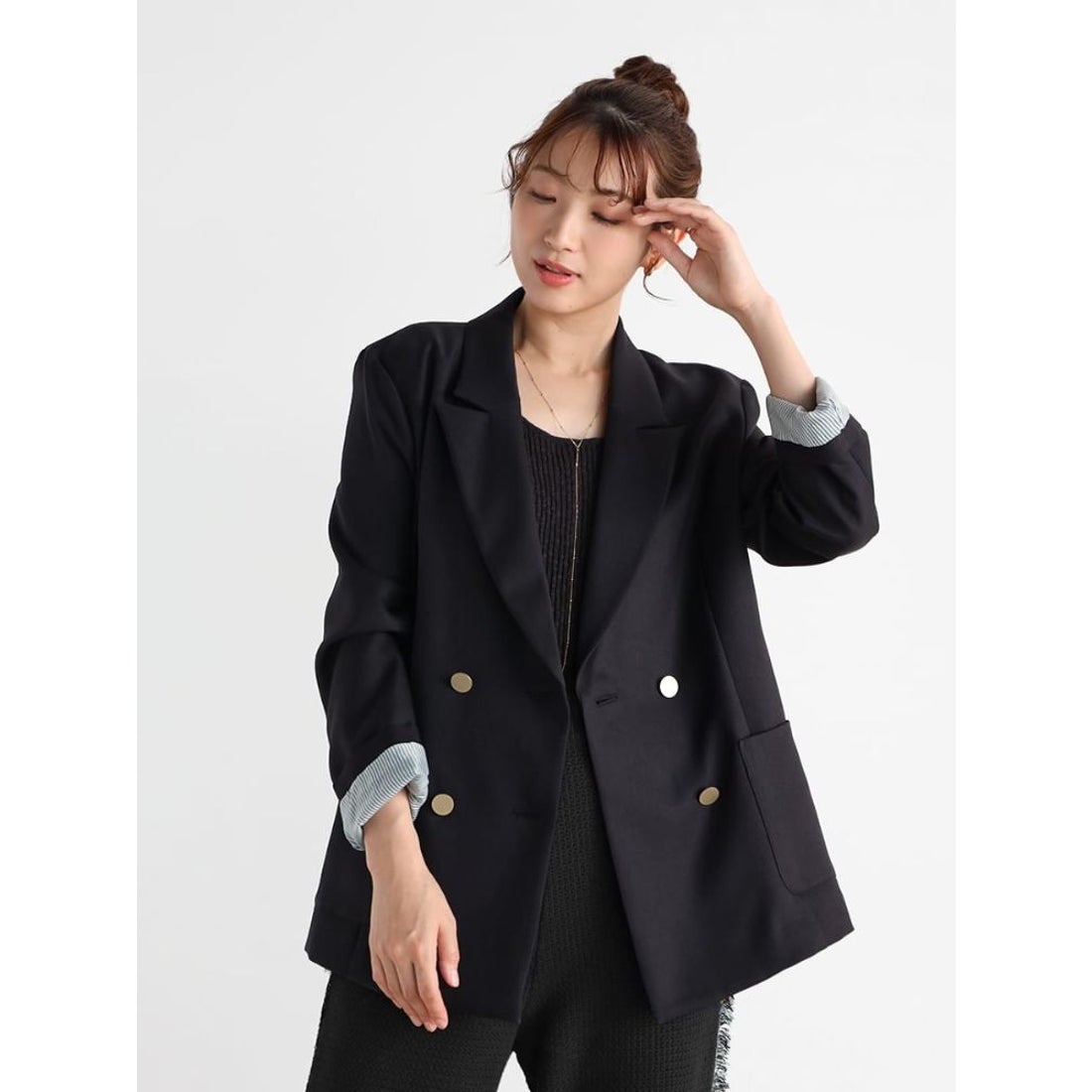 ヴァン Vin ダブルブレストテーラードジャケット （ブラック