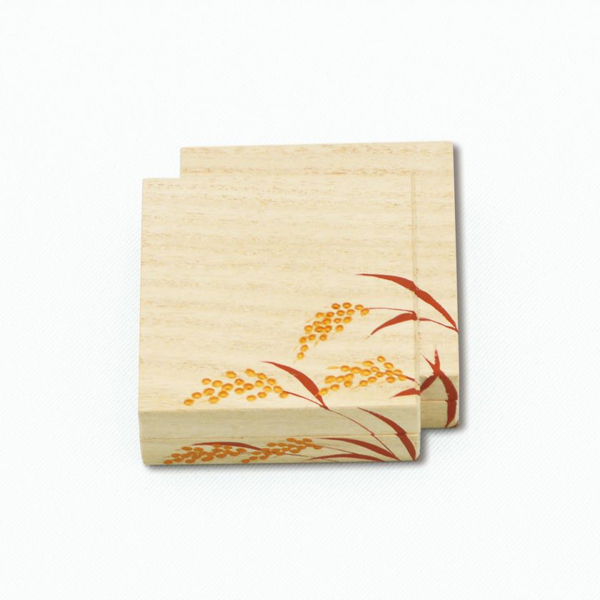 茶道具 香合（こうごう） 色紙重香合 稲穂に雀蒔絵 竹中 治峰 | 千年の