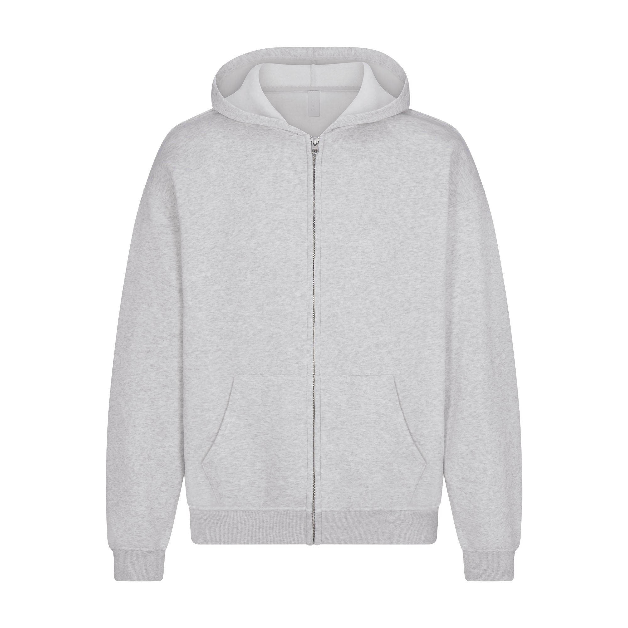 FLEECE LOUNGE MENS RELAXED ZIP UP HOODIE | LIGHT HEATHER GREY | SKIMS