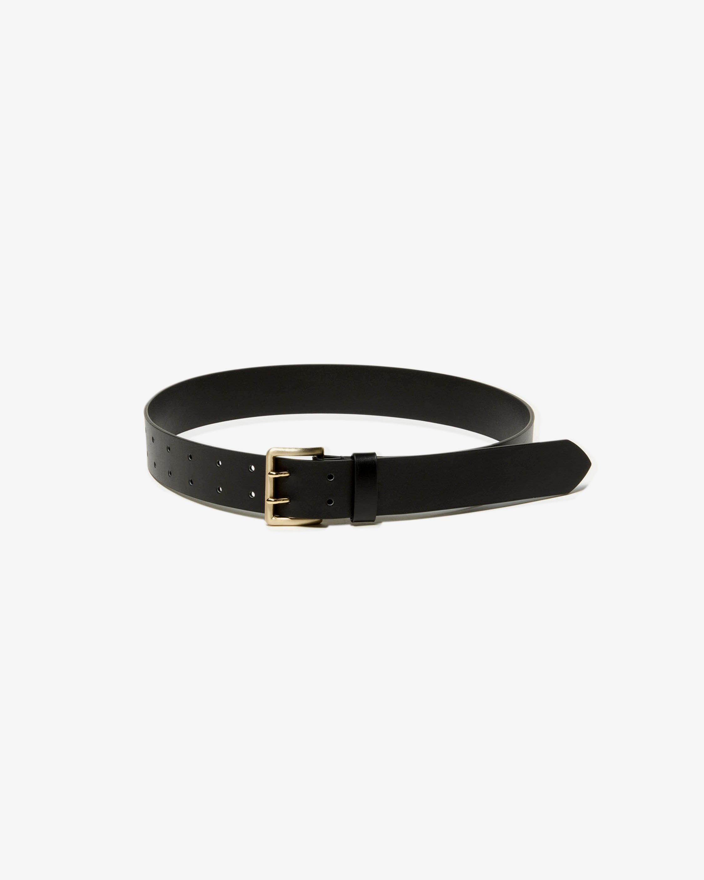 AURALEE: Two-Hole Buckle Belt (Black) | DSMG E-SHOP