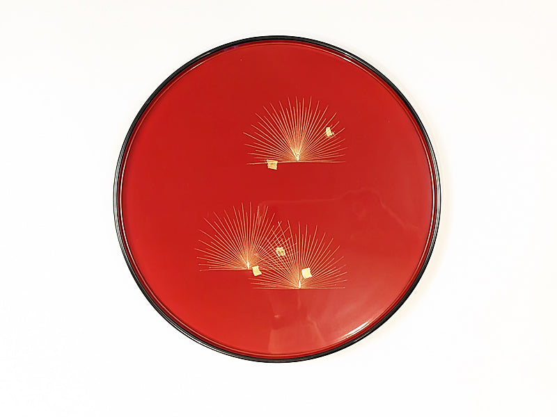 輪島塗 丸盆8.5寸 寿松 沈金（外黒内朱） – 漆陶舗あらき 輪島塗