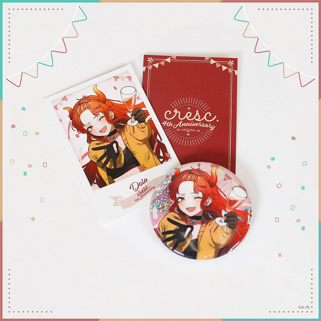 cresc. 4周年記念グッズ】ホログラム缶バッジ&チェキ風カードセット