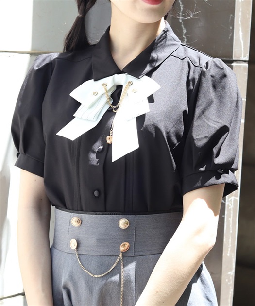 ハトメ×チェーン付リボンブラウス | axes femme online shop