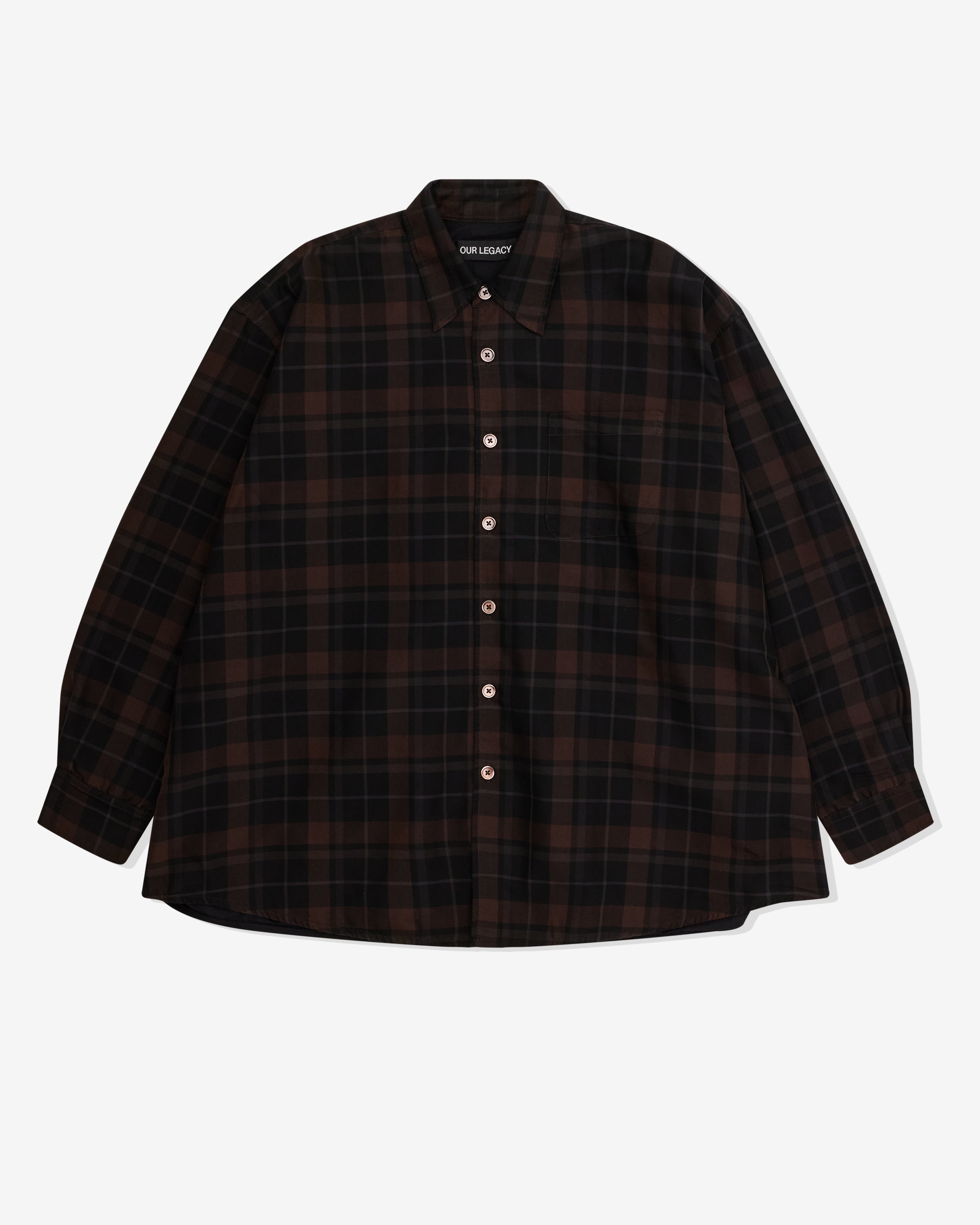 Our Legacy: Men's Borrowed Shirt (Black Sheer Shadow Check) | DSML
