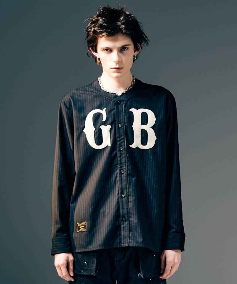予約商品】glamb(グラム)Stripe Baseball Shirt / ストライプベース