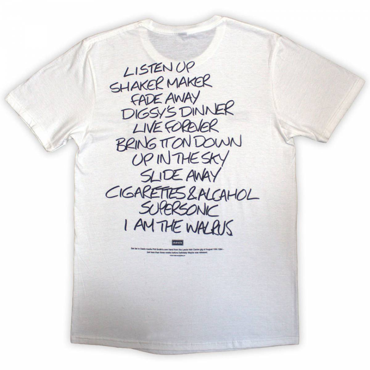 OASIS バンドTシャツ ユニセックス: Definitely Maybe AAA Setlist