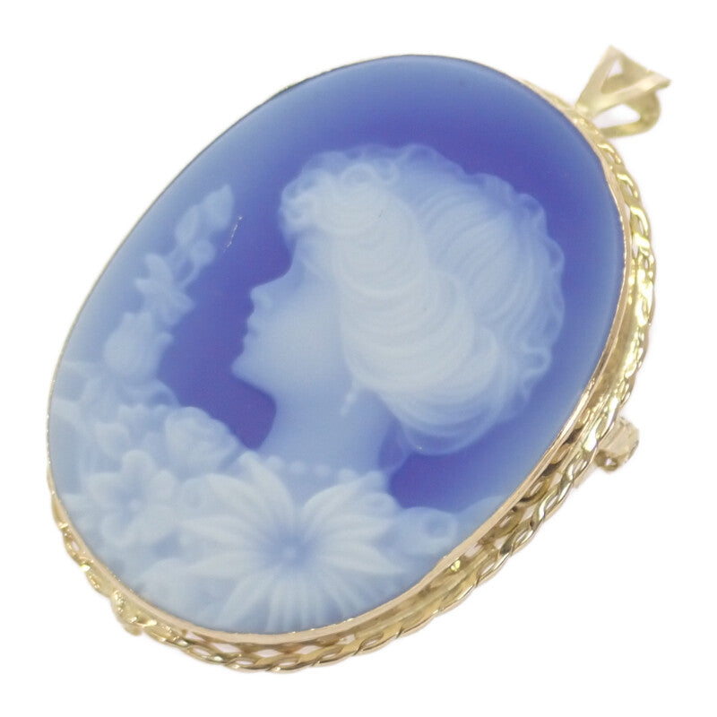 中古】 K18 デザインジュエリー カメオ ブローチ K18イエローゴールド