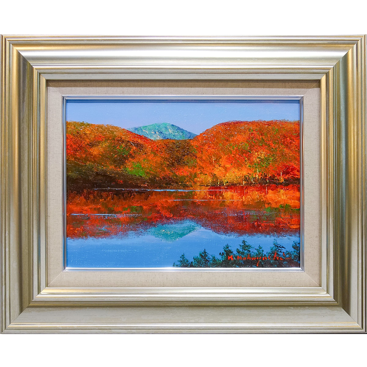 楽天市場】油彩画 小林幸三 「蔦沼」 F6号 額入り 油絵 風景画 額装