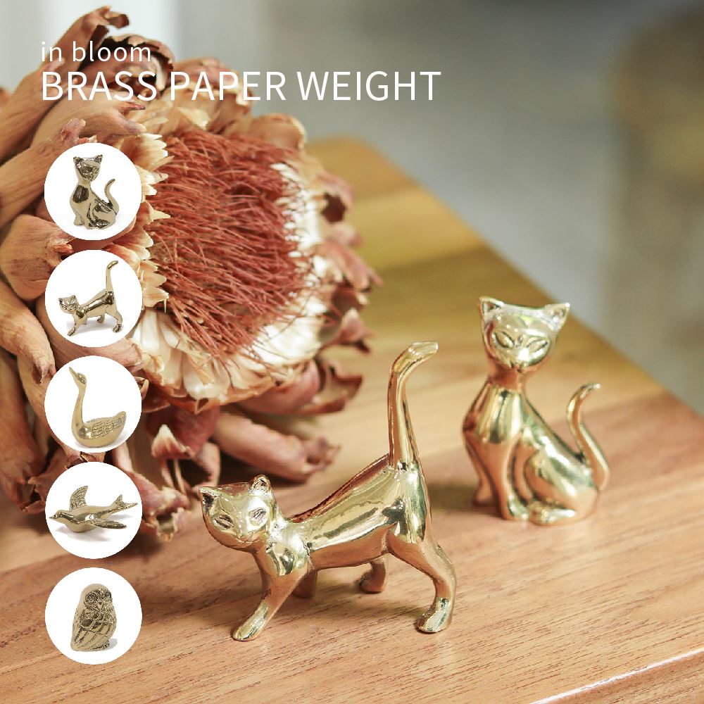 楽天市場】ペーパーウエイト ブラス 真鍮製 アンティークゴールド ネコ