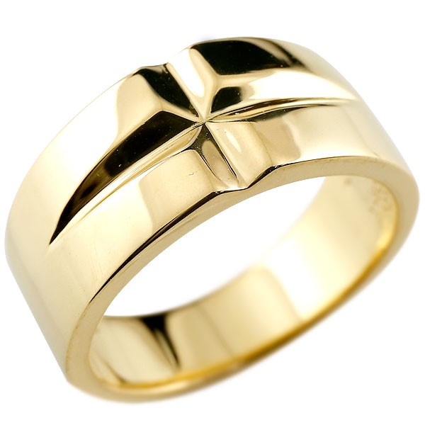 楽天市場】18金 リング メンズ クロス幅広 ピンクゴールドk18 18k 指輪