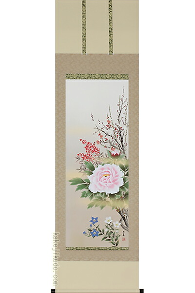 楽天市場】掛け軸 四季草花 （横山香秋） 送料無料 【掛軸】【一間床