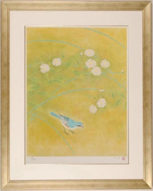 楽天市場】版画 池田修三 「青い鳥」 木版画 1980年制作 額入り 直筆