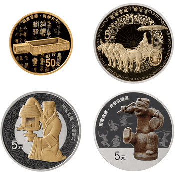 中国 2024年 十二支シリーズ 辰年龍図 花形 カラー金・銀貨2種セット