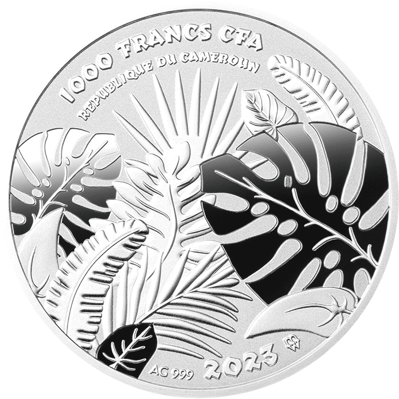カメルーン 2023年 幸運と守護の象徴 象 1000フランカラー銀貨