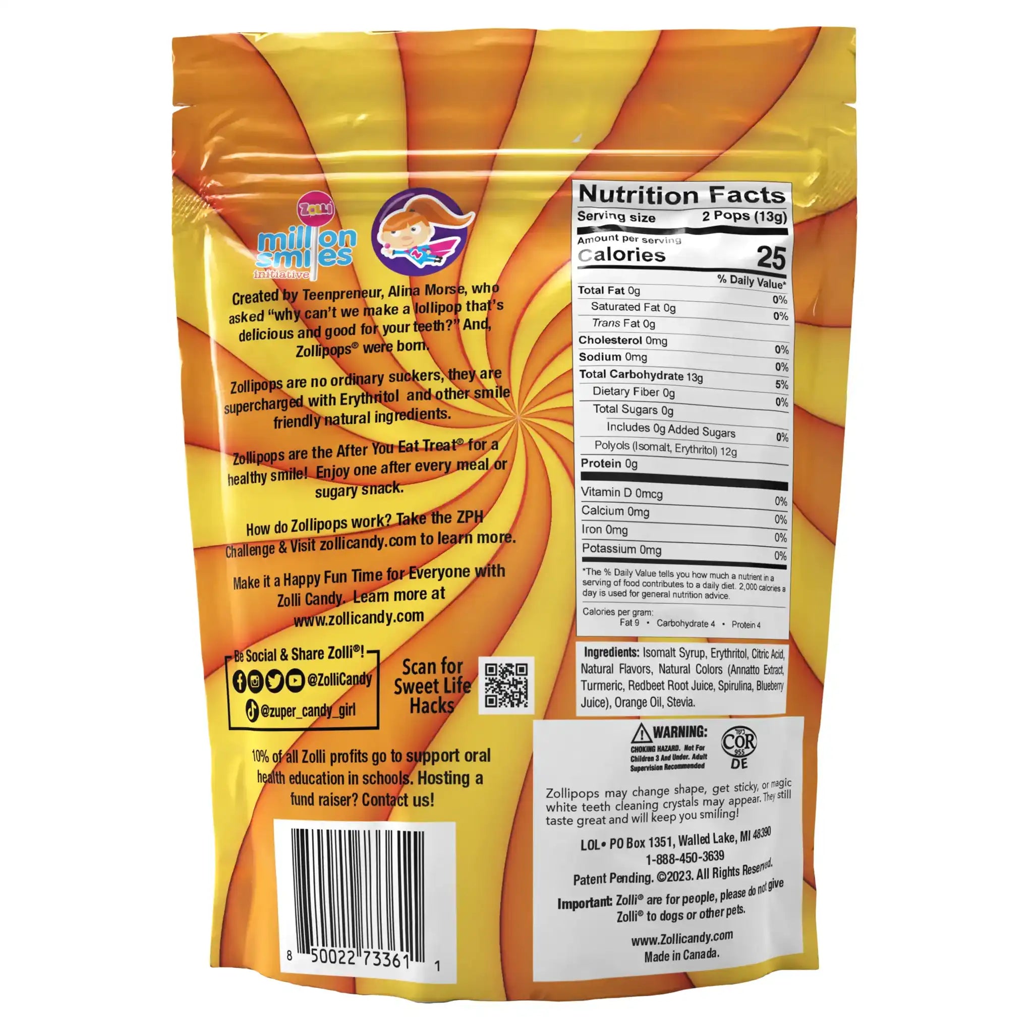 Zollipops Pineapple & Orange Swirl 5.2oz – Zollicandy
