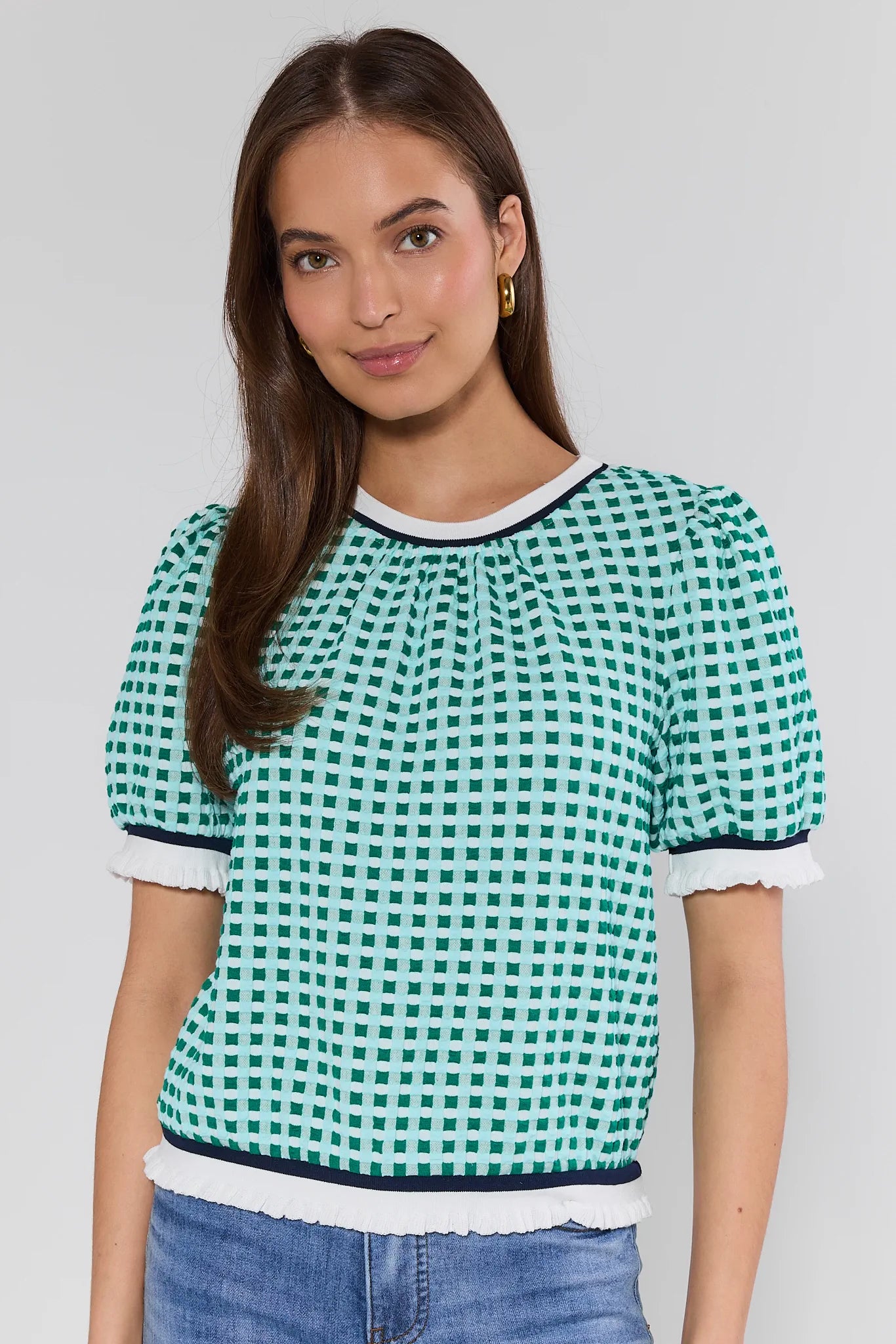 Mary Navy Collared Top | Avara