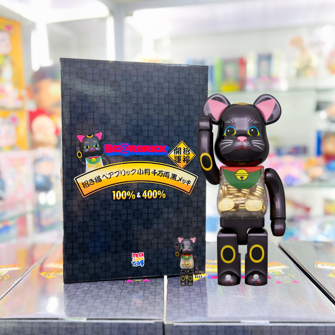 NY@BRICK 招き猫 千万両 黒透明メッキ 100％ & 400％ MEDICOM TOY - NY
