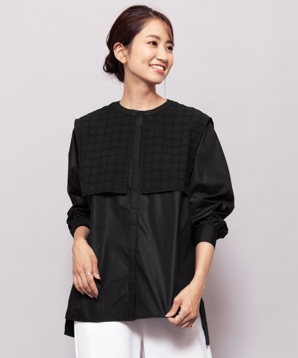 セーラーカラーブラウス レディース トップス シャツ レース襟 長袖