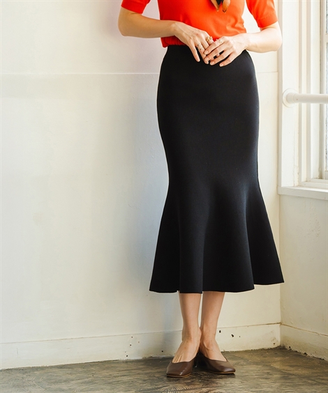 ロングスカート レディース マシュマロ ニット ミラノリブ マーメイド