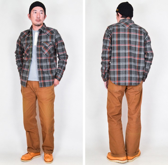 美品 IRON HEART ヘビーウェイト フランネルシャツ 長袖 シャツXS Iron Heart IHSH-264-NAV - Ultra Heavy Flannel Ombré Check Western