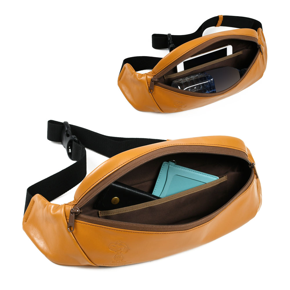 PEANUTS スヌーピー ウエストポーチ ボディバッグ 横長 大きめ