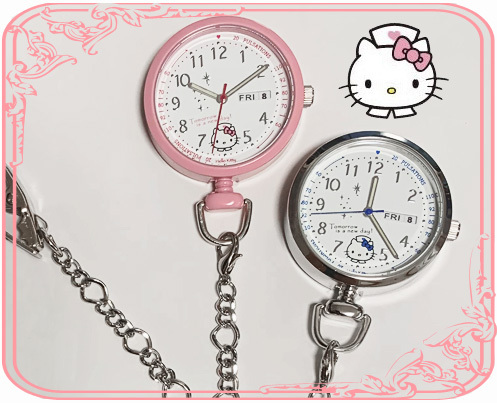 ナースウォッチ キティ 2way 時計 懐中時計 蓄光 かわいい