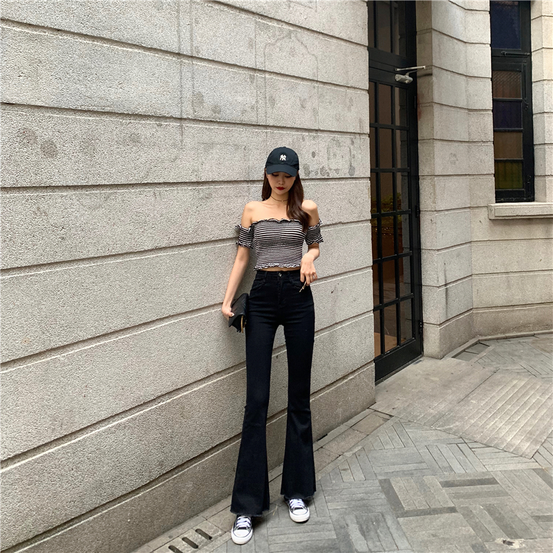 Belle Cie（ベルシー） フレア ジーンズ デニムパンツ レディース 黒