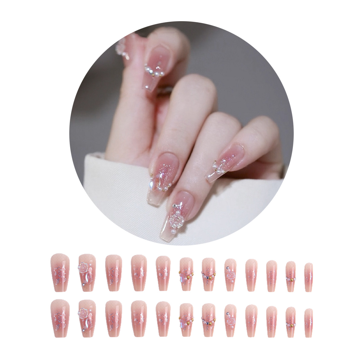 ネイルチップ 24枚セット セルフネイル パーツ ショート ロング
