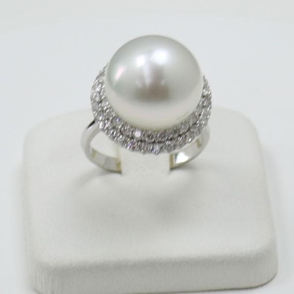 真珠 パール 指輪 リング 南洋白蝶真珠 14mm-15mm ホワイトカラー