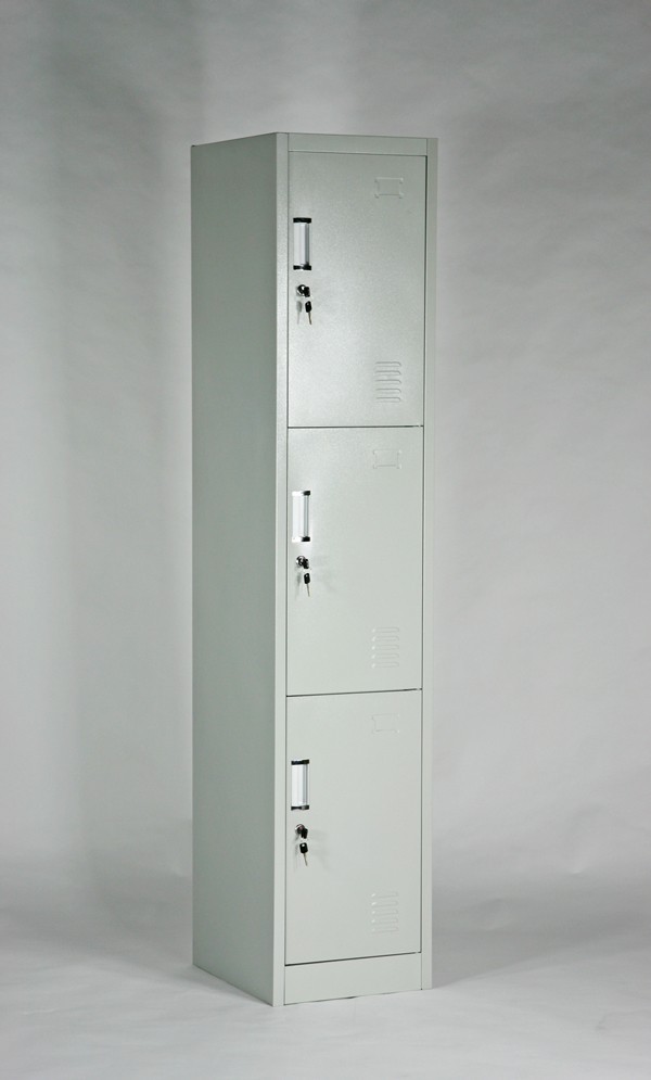 ロッカー おしゃれ スチールロッカー 3人用 グレー 鍵付き スリム 1列3
