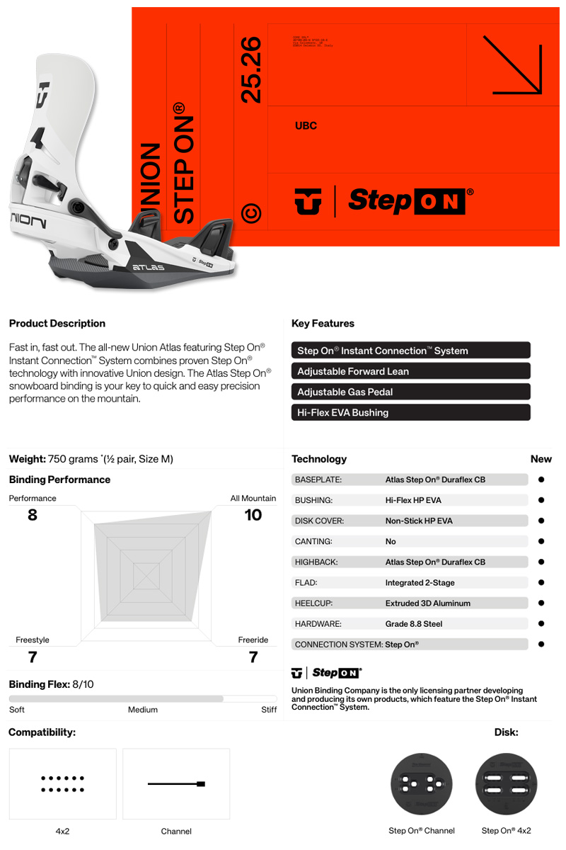 UNION BINDING 25-26 UNION/ユニオン ATLAS STEP-ON アトラスステップ