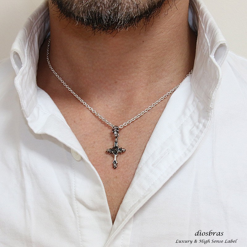 クロス ペンダント トップ スカル 骸骨 ブラック ジルコニア ゴシック