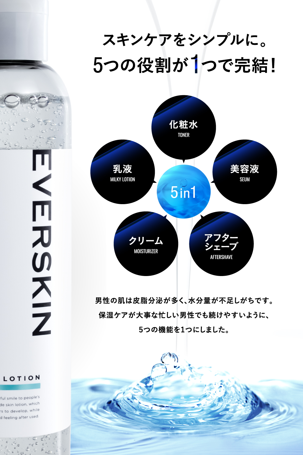 EVERSKIN 化粧水 メンズ オールインワンジェル 化粧水 男性 乳液