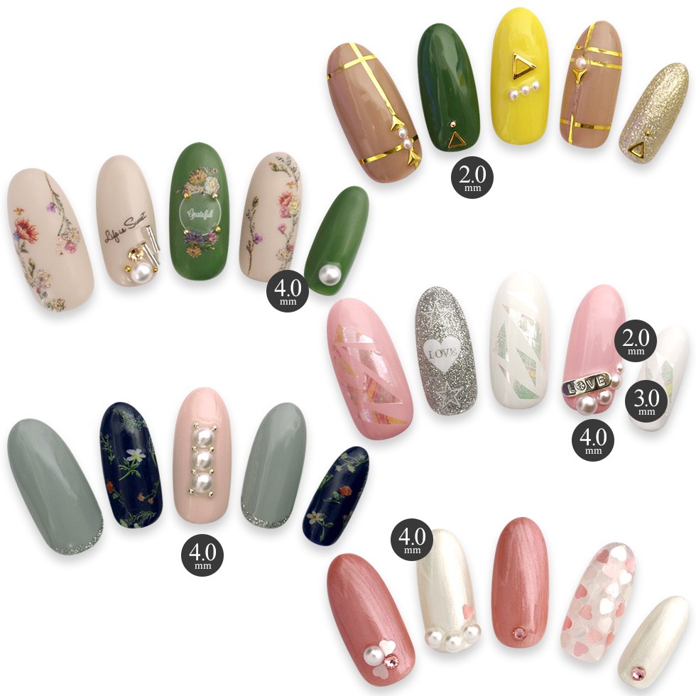 LIFEBEAUTY ライフビューティー ネイルパーツ パール ホワイト 1.5mm