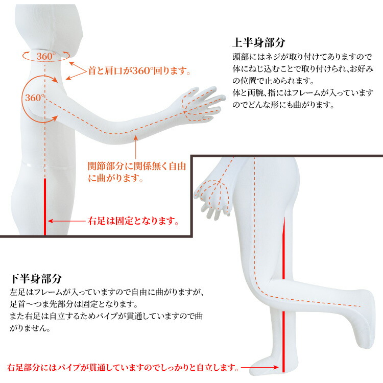 マネキン 全身 子供 キッズ 80cm 布張り ウレタン製 ポージング 上半身