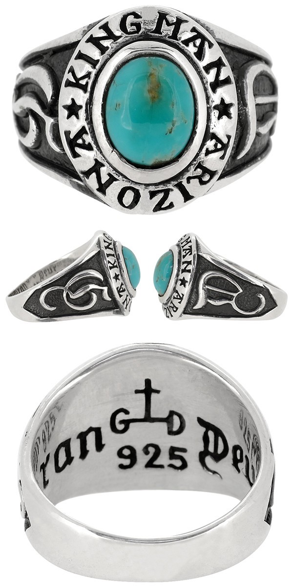 ターコイズ 指輪 メンズ リング シルバー キングマンターコイズ 17-21