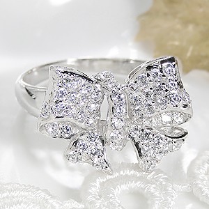 pt900 プラチナ ダイヤモンド ダイヤ 指輪 リング リボン パヴェ 0.7ct