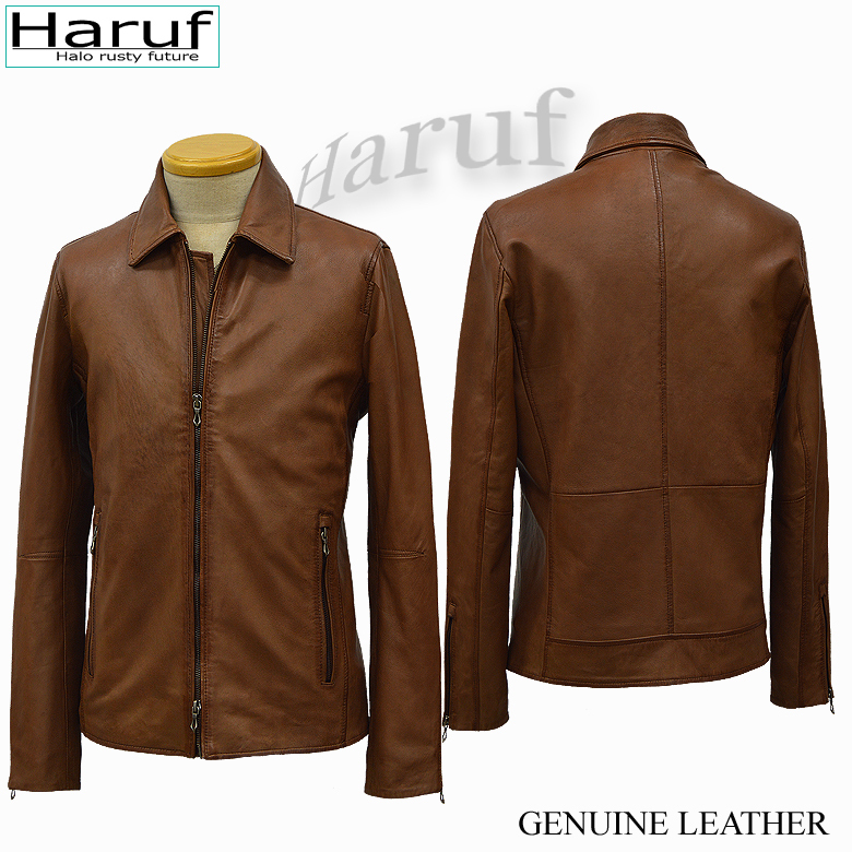 Haruf（ハルフ） 革ジャン レザージャケット メンズ 本革 衿付き