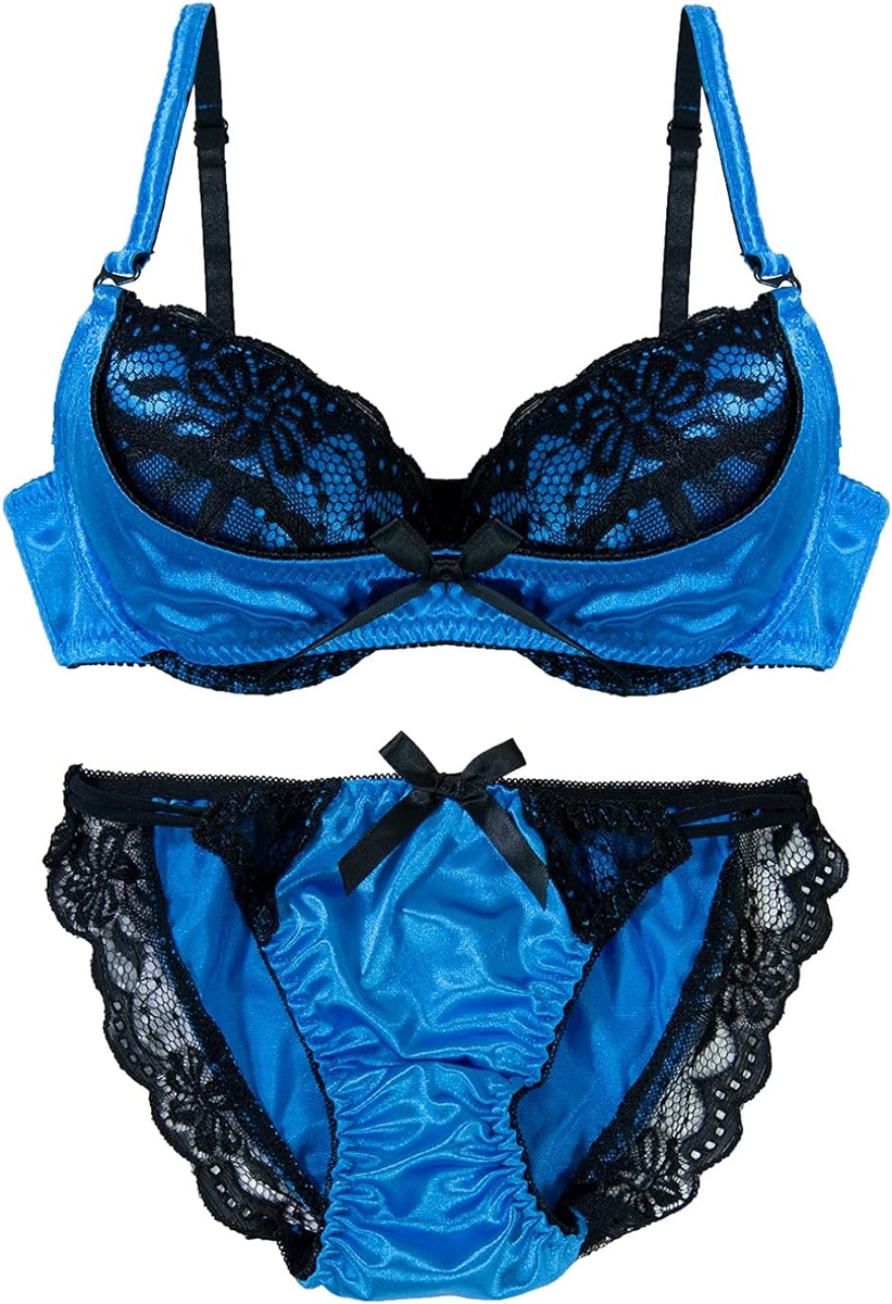 ブラジャー ショーツ セット 上下 レディース( ブルー, D65