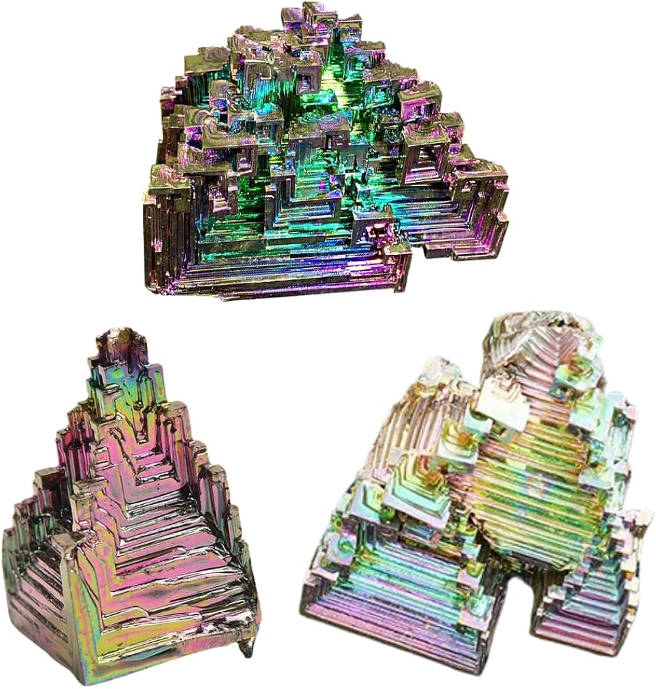 ビスマス 人工結晶 鉱石 金属 鉱物 標本 (マルチカラー, 50g3個セット