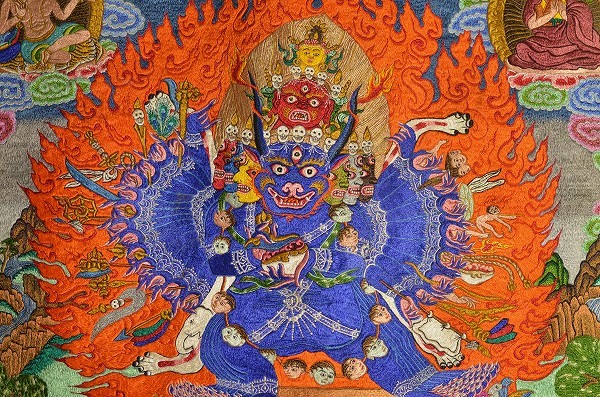 刺繍仏画 大威徳明王（ヤマーンタカ） : 仏像仏画チベット美術卸の天竺