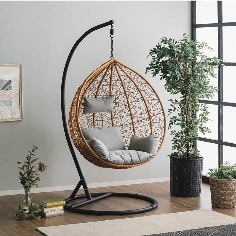 ハンギングチェア 屋内 屋外 ラタン アジアンテイスト たまご型 一人