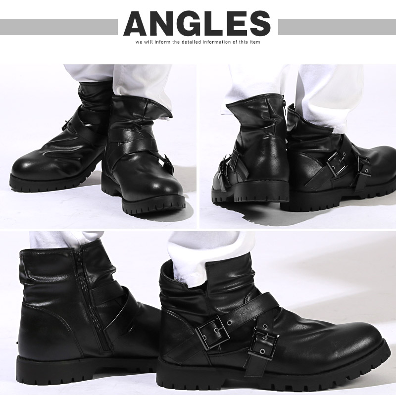 ショートブーツ エンジニアブーツ ライダースブーツ バイカー ベルト