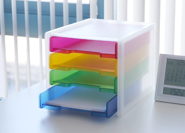 レターケース A4 4段 縦 ファイルトレー 引き出し プラスチック クリア