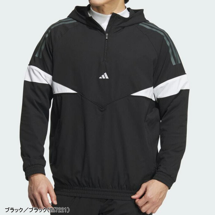 アディダス ゴルフ 長袖 ハーフジップ フーディー ツイストウィーブ